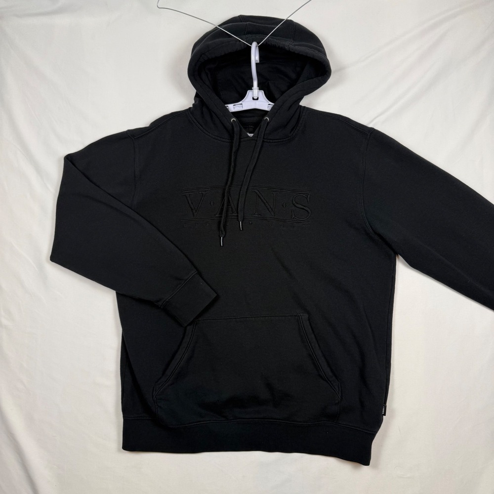 Vans Off The Wall Mens Large Black Embroidered Logo Pullover Hoodie Sweatshirt